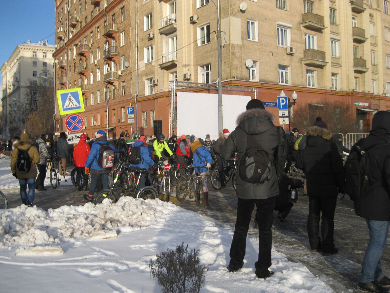 зимний велопарад в Москве